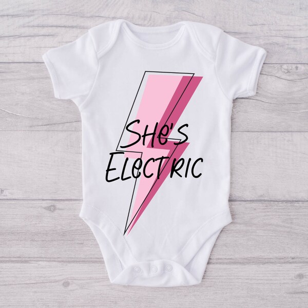 She's Electric Baby Body Vest Onesie Toddler Baby Kids Vêtements Morrissey Inspiré Cadeau Rock Emo Goth Alternative Fashion Oasis Inspiré