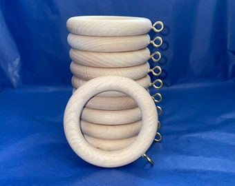 Unfinished Beech Wood Curtain Rings for 35mm-40mm Curtain Pole