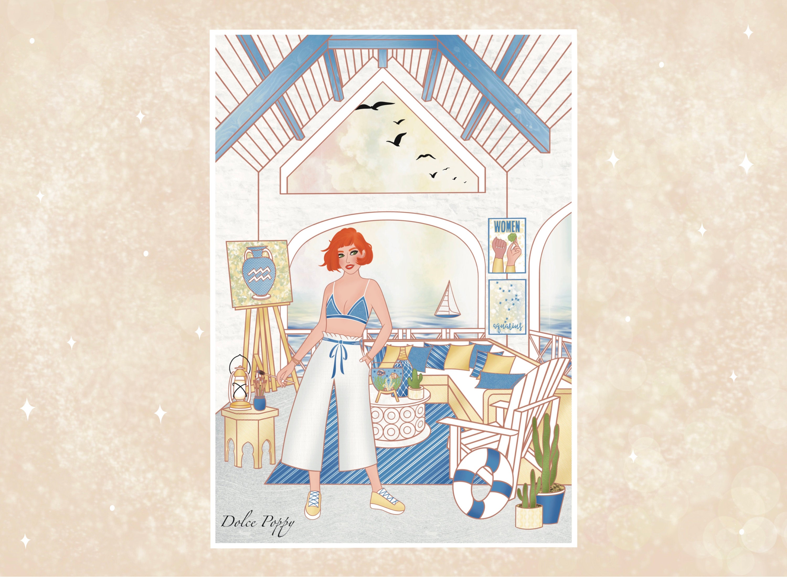 Affiche A4 | A5 - Verseau L'univers Astrologique Personnalisable