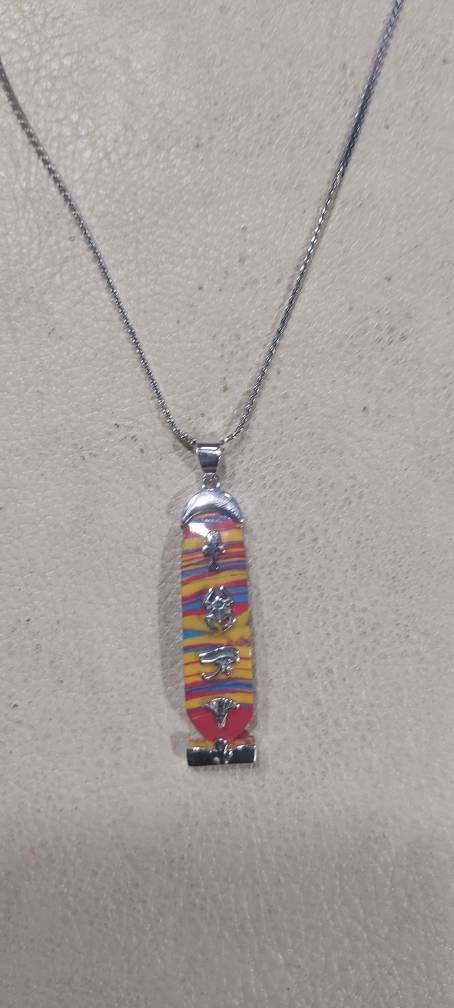 Egyptian Handmade Silver Necklace Cartouche - Thumbnail 6