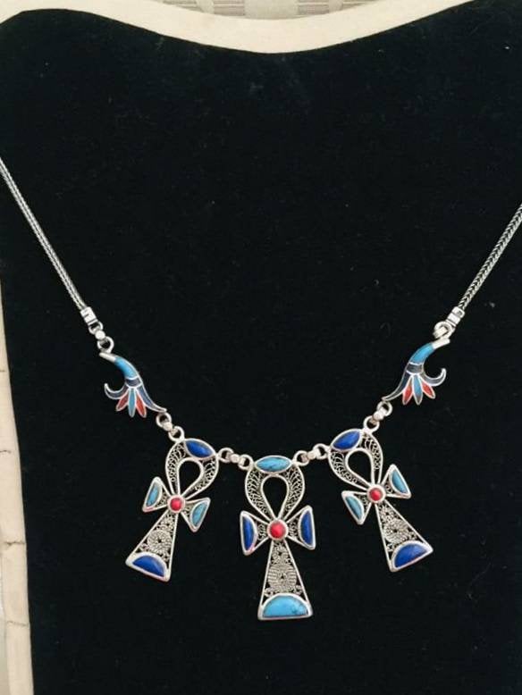 Handmade Egyptian sterling Silver 925 Ankh Necklace - Thumbnail 2