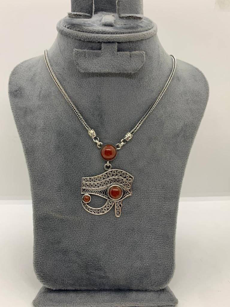 Egyptian Handmade Sterling Silver Eye OF Horus Necklace - Thumbnail 3