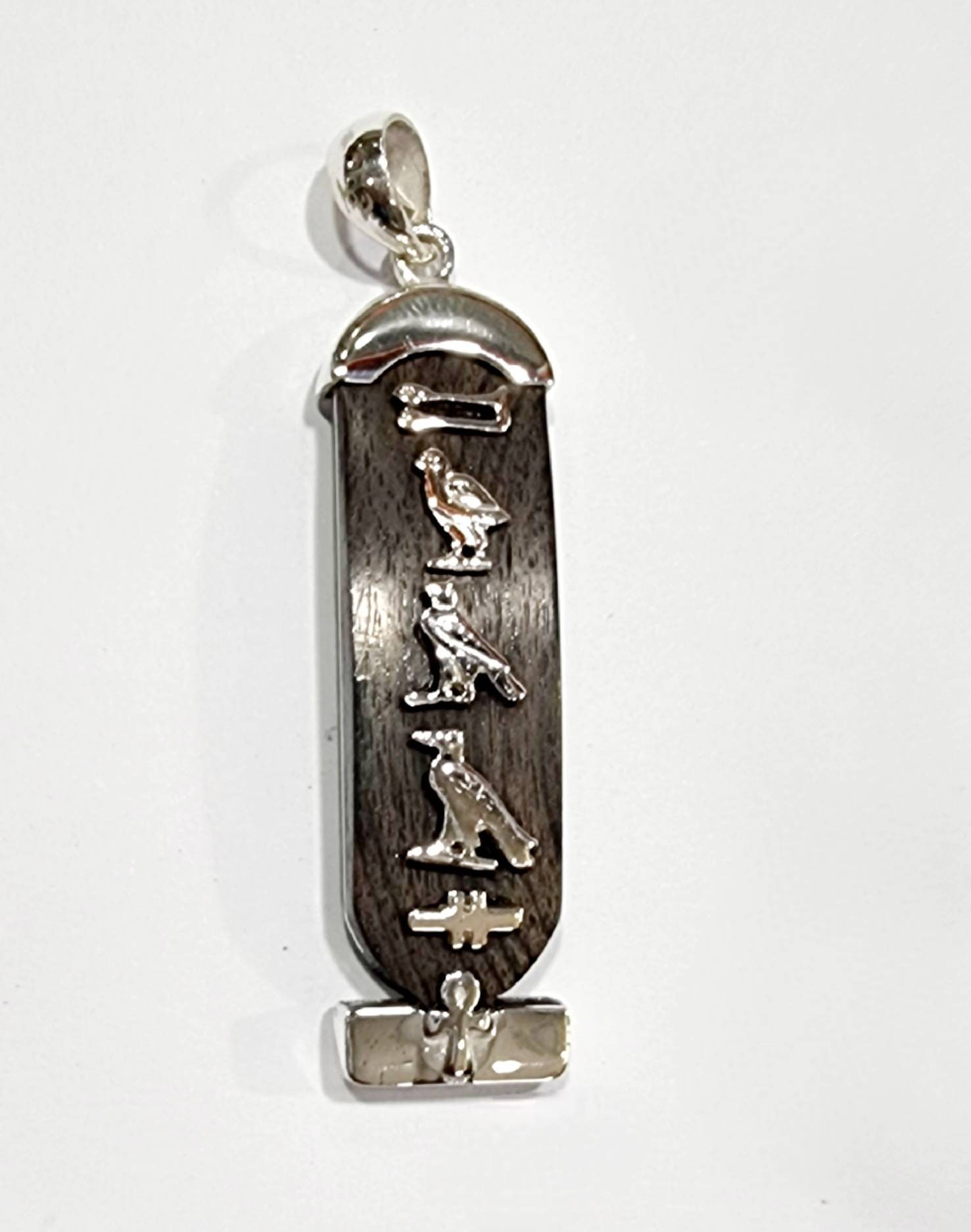Egyptian Handmade 925 Silver Cartouche With Coke Wood - Thumbnail 2