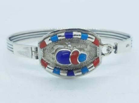 Handmade Sterling Silver 925 Scarab Bracelet - Thumbnail 3