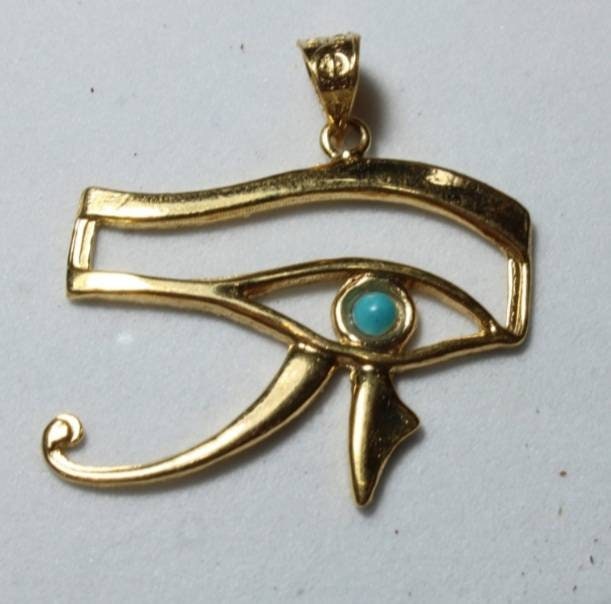 Handmade Egyptian 18K Eye Of Horus With Turquiose Gemstone. - Thumbnail 3