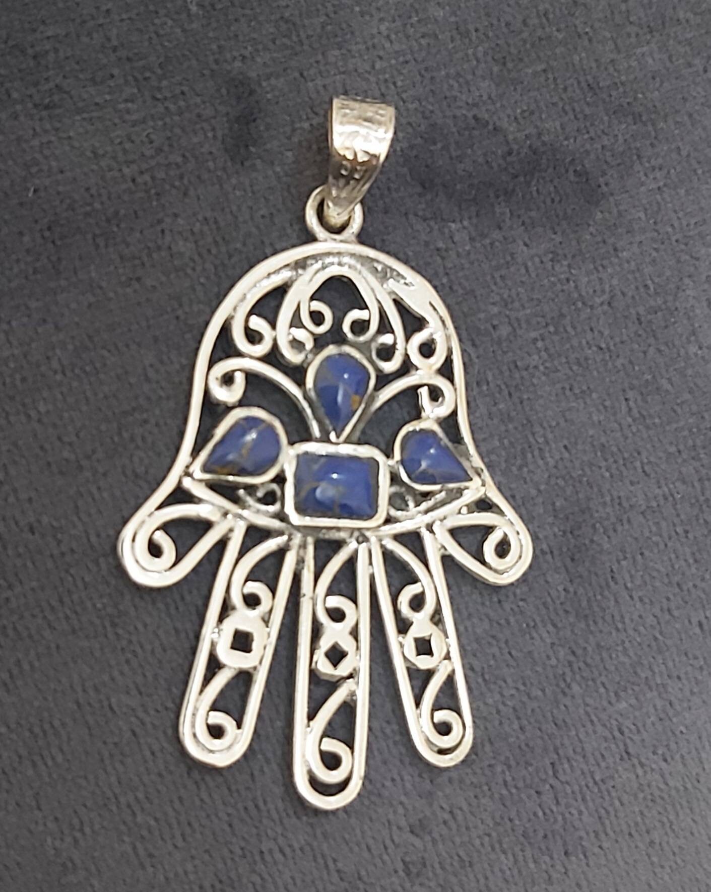 Egyptian Handmade Sterling Silver 925 Handmade Of Fatima Necklace