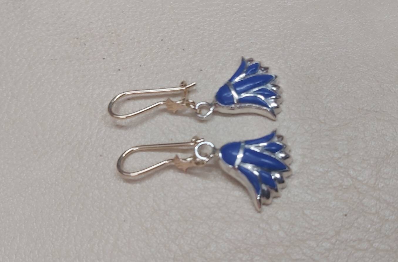 Handmade Egyptian  Earring Hock is 18K And Lotus In Silver 925 - Thumbnail 5