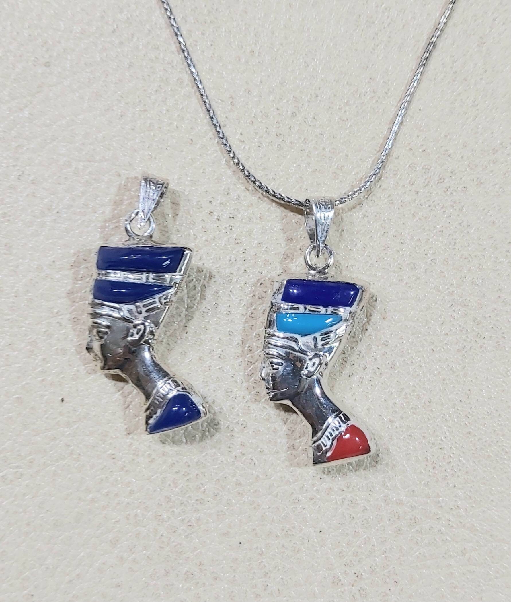 Egyptian Handmade Sterling Silver 925 Nefertiti Necklace - Thumbnail 2