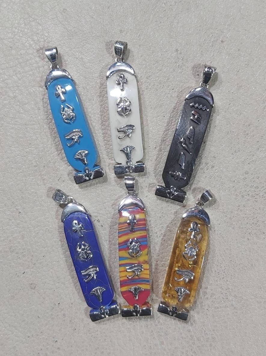 Egyptian Handmade Silver Necklace Cartouche - Thumbnail 3
