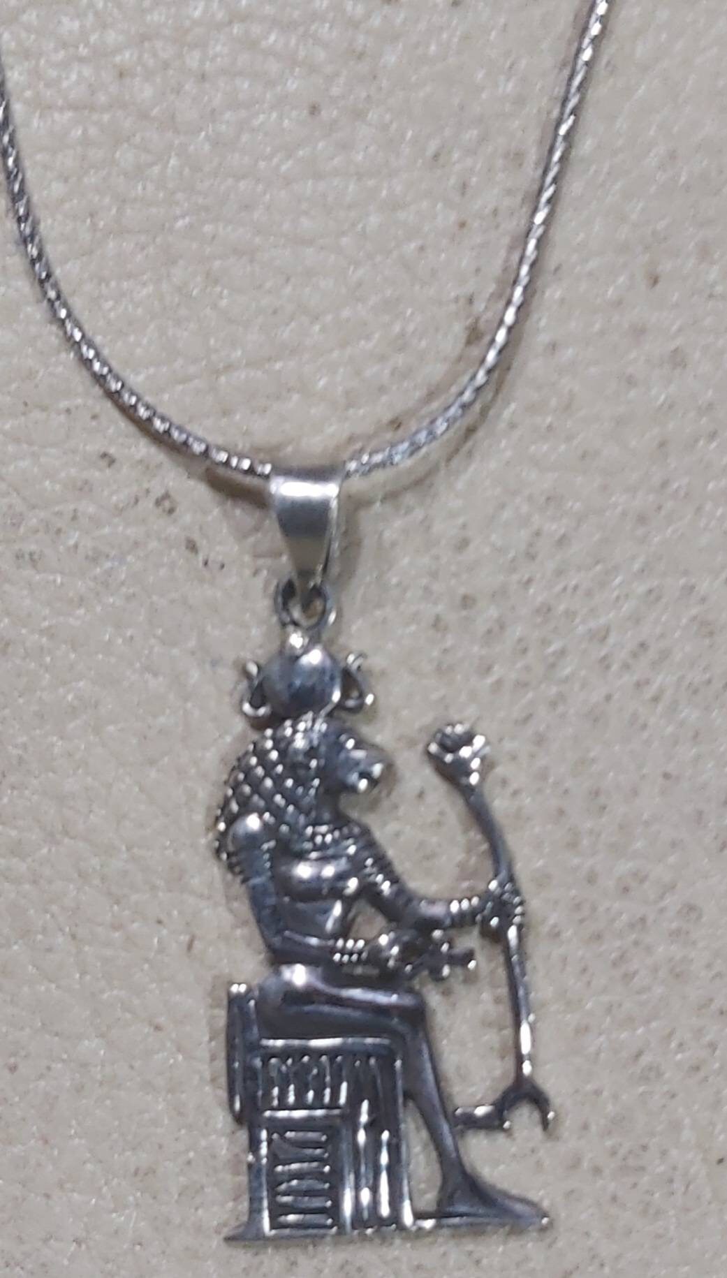 Handmade Egyptian Sekhmet Sterling Silver Necklace. - Thumbnail 3