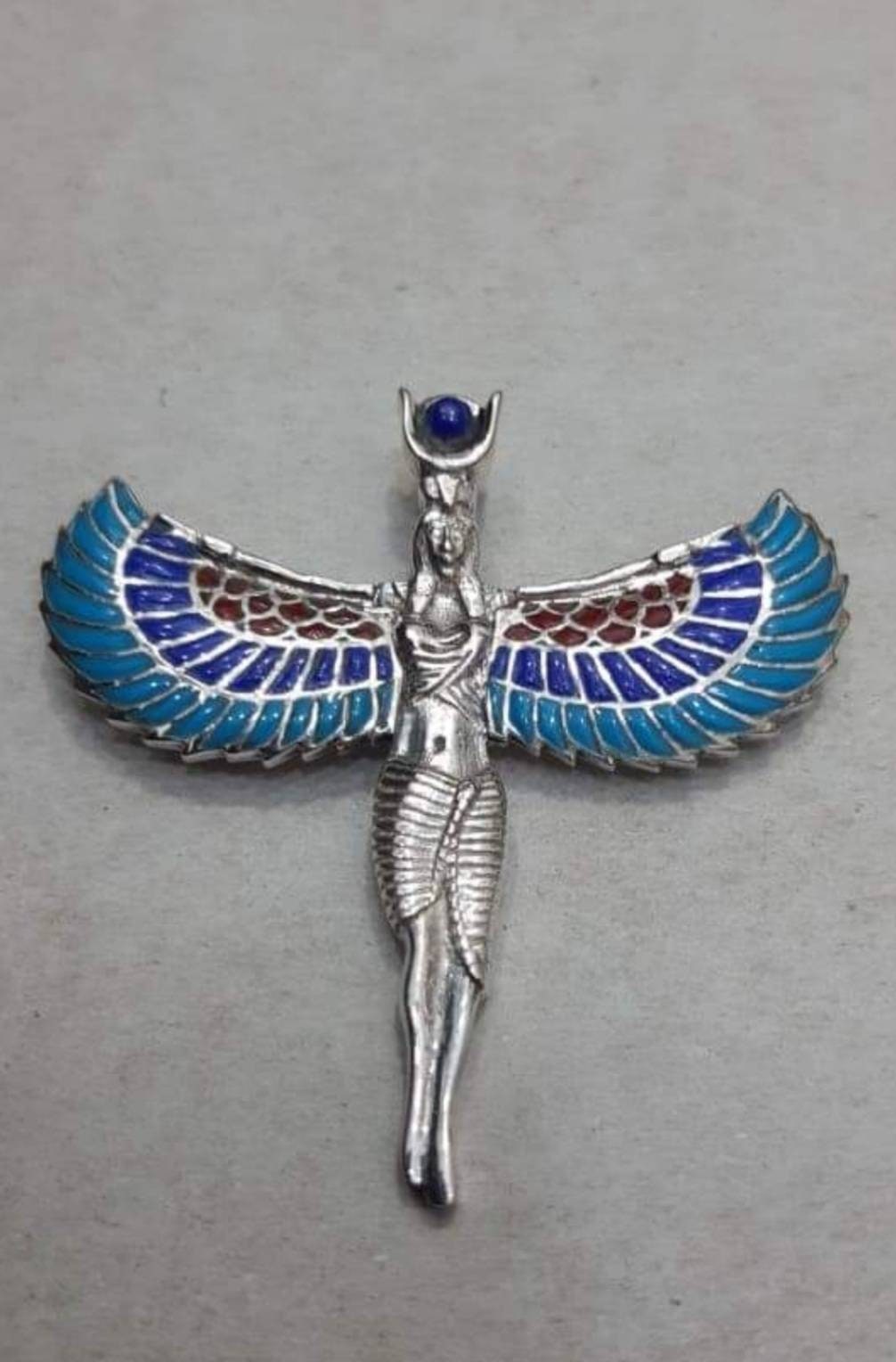 Egyptian Handmade Isis Silver Necklace - Thumbnail 2