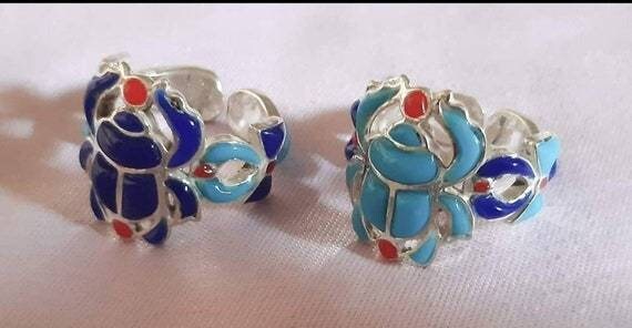 Egyptian Silver 925 Scarab Ring - Thumbnail 6