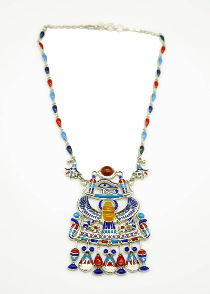Egyptian Tutankhamun Silver Necklace. - Thumbnail 4