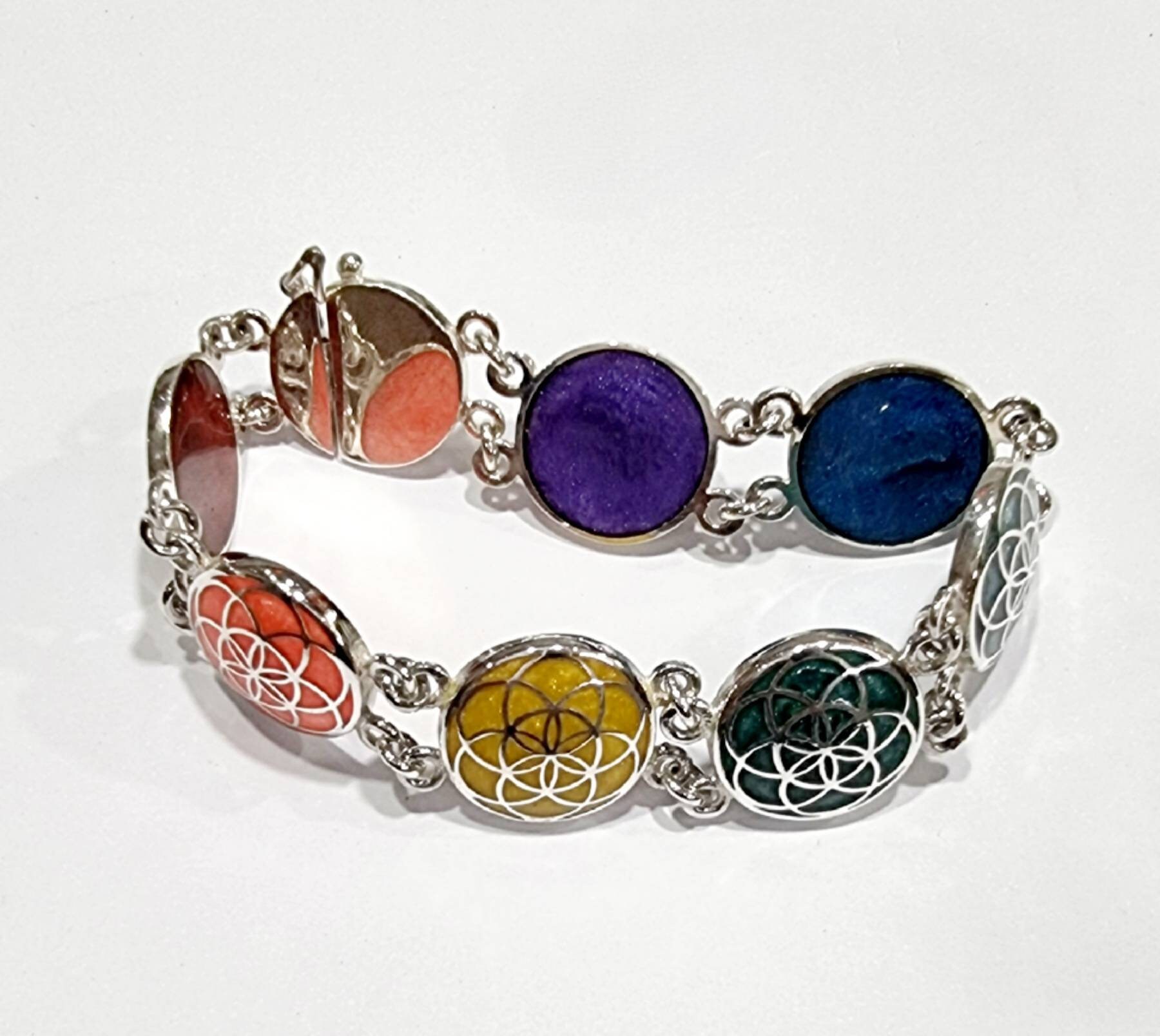 Handmade Egyptian 925 Silver Colorful Egyptian Bracelet - Thumbnail 2