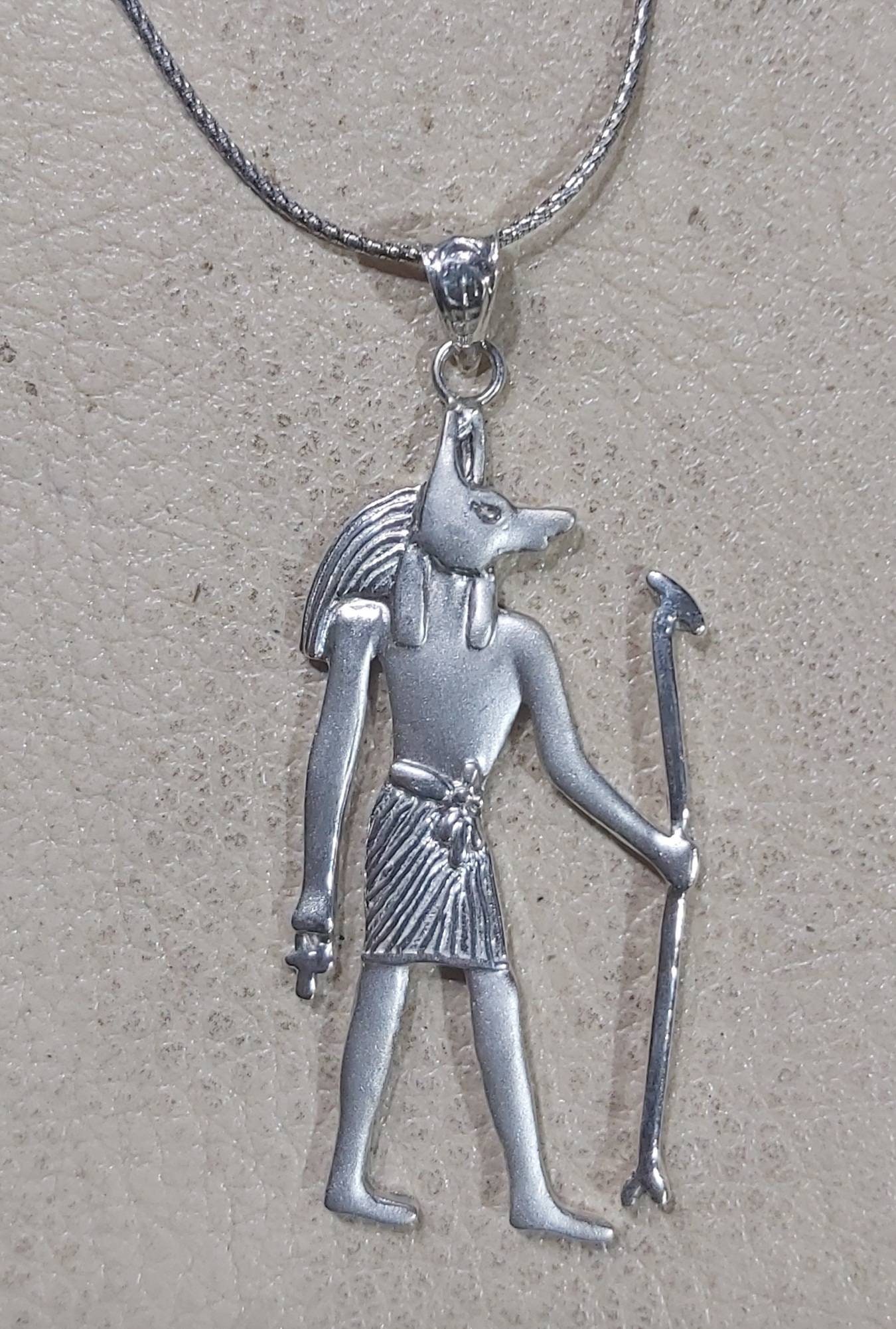 Egyptian Sterling Silver Anubis Necklace.