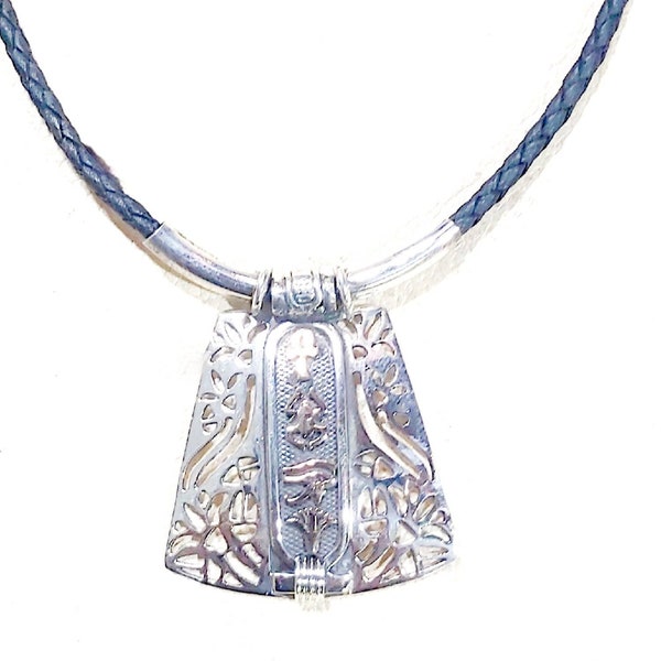 Handmade Egyptian Wide Lotus And Scarab Silver Cartouche,Egyptian Art.Personalized Necklace.World Wide Shipping.