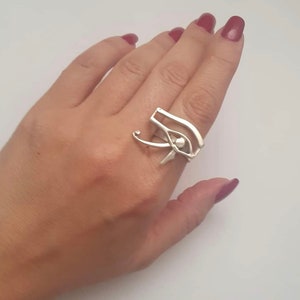 Egyptian Handmade Eye Of Horus  Ring, Sterling Silver 925 Ring