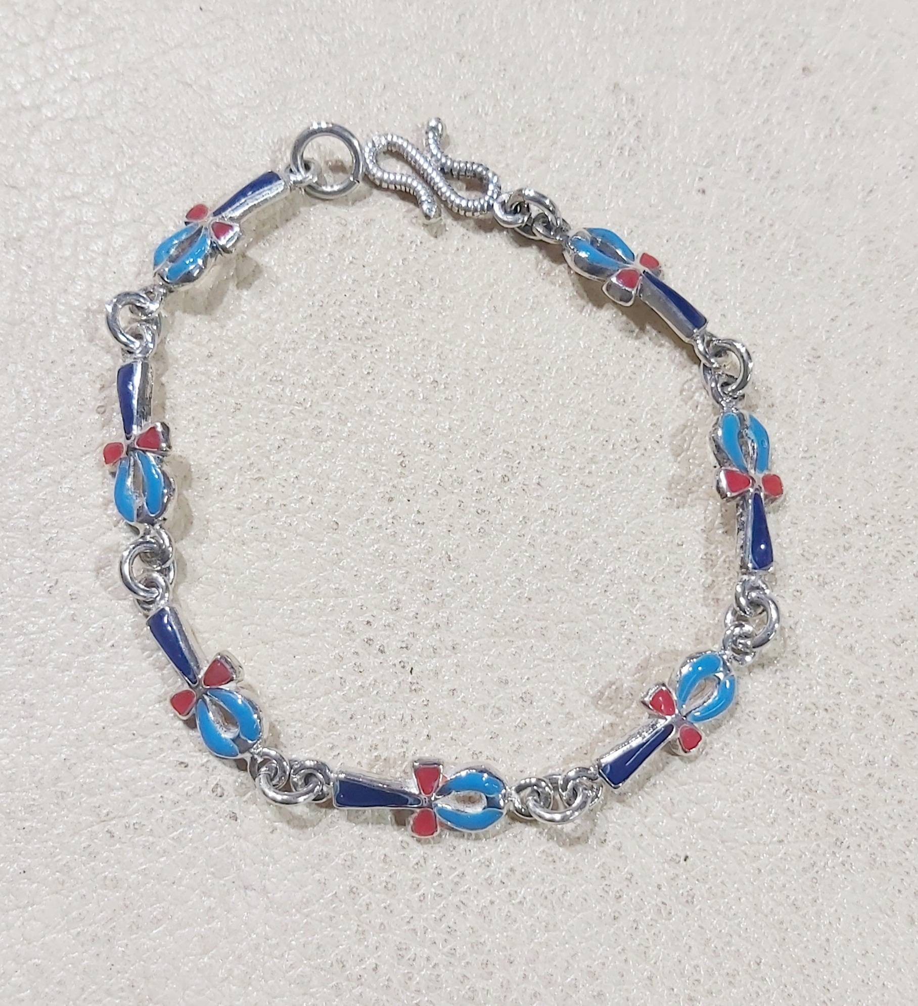 Handmade Egyptian Sterling Silver 925 Key of Life Jewlery Set( Earring-Bracelet-Ring) - Thumbnail 3