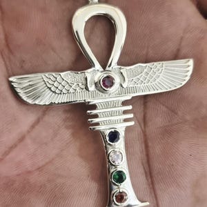 Egyptian Handmade Silver 925 Inlaid Key Of life Necklace,Ankh Necklace ,Express Worldwide Shipping.