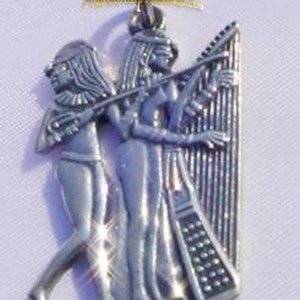 Egyptian Ancient Handmade Silver 929  Necklace Musicians Silver Pendant