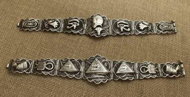 Handmade Egyptian Sterling Silver 925 Filigree Lotus And Scarab Bracelet - Thumbnail 4