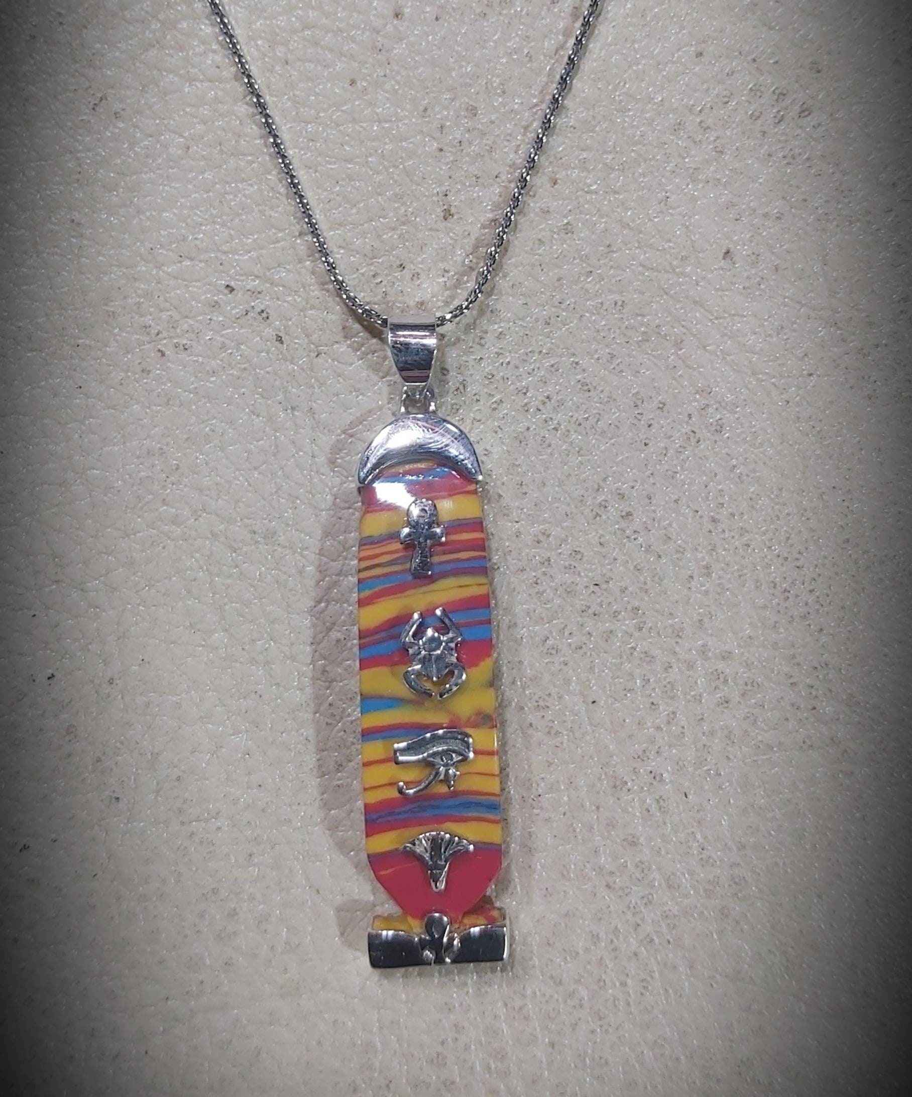 Egyptian Handmade Silver Necklace Cartouche - Thumbnail 7