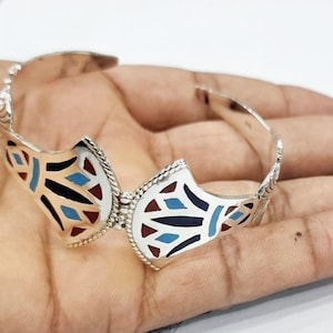 Handmade Egyptian Sterling Silver 925 Double Lotus Flower Bracelet