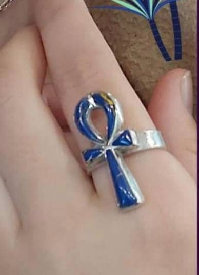 Egyptian Handmade Key of Life Silver 925 Ring With Gemstones, Egyptian Art, Made In Egypt - Thumbnail 3