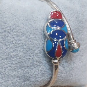 Handmade Egyptian Sterling Silver 925 Scarab Bracelet Bangel,Beetle Khepri Bracelet.