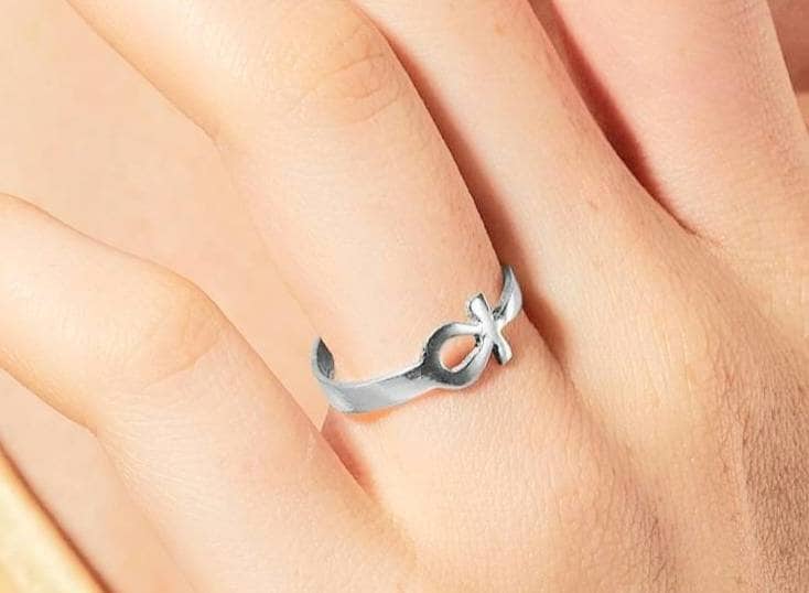Handmade Egyptian Key OF LIfe Ring,Sterling Silver 925,Egyptian Jewelry