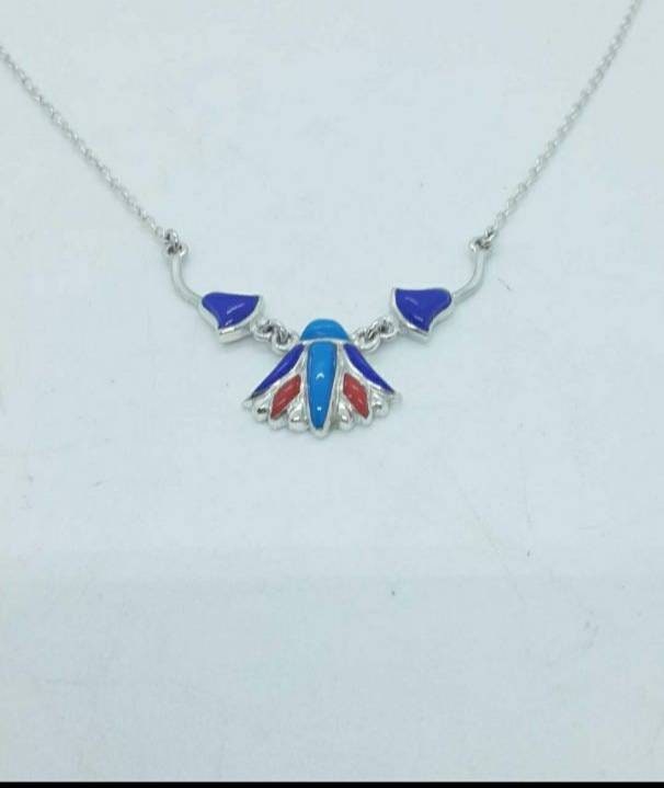 Handmade Egypt Sterling Silver 925 Lotus Necklace. - Thumbnail 3