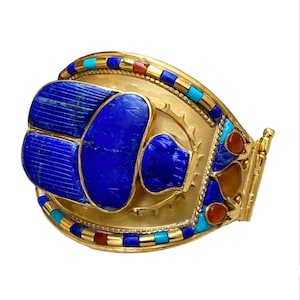 Handmade Egyptian Sterling Silver Cuff Scarab Bracelet With Natural  Stones,Silver Beetle Khepri Bracelet,Tutankhamun Bracelet.Tut Bracelet