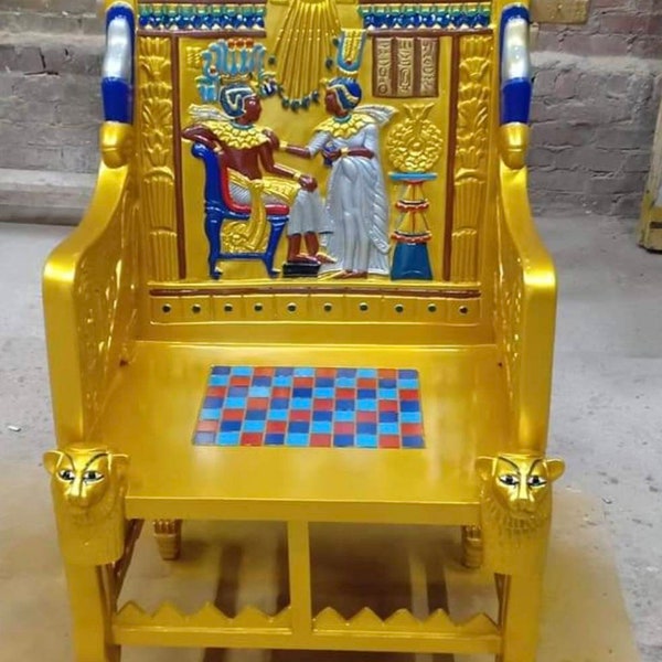 Handmade Egyptian Tutankhamun Chair ,Original Tutankhamun Chair Size.Egyptian Art.Tutankhamun Throne Chair.