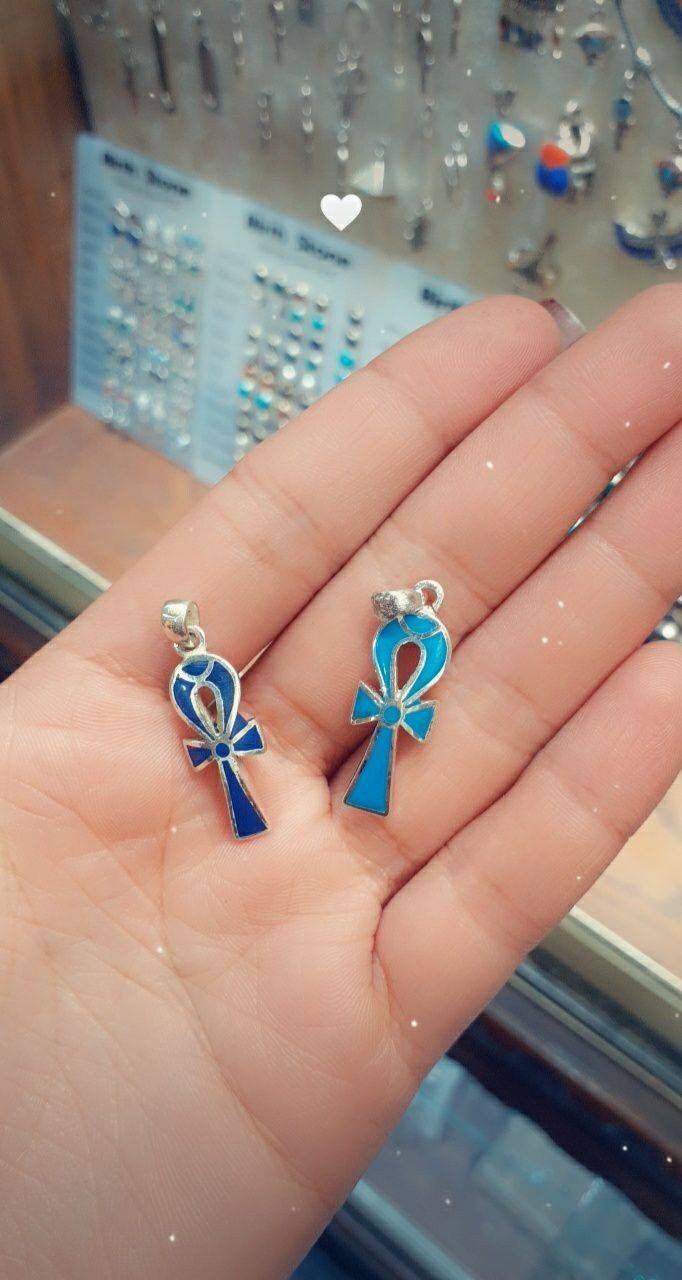 Egyptian Handmade Silver 925 Key of life Pendant with Gemstones,World Wide Express Shipping - Thumbnail 3