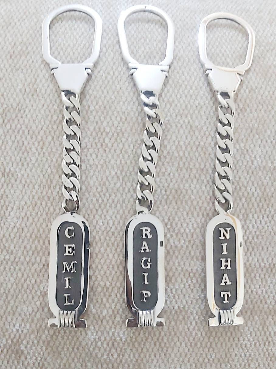 Egyptian Handmade Sterling Silver 925 key Chain Cartouche - Thumbnail 2