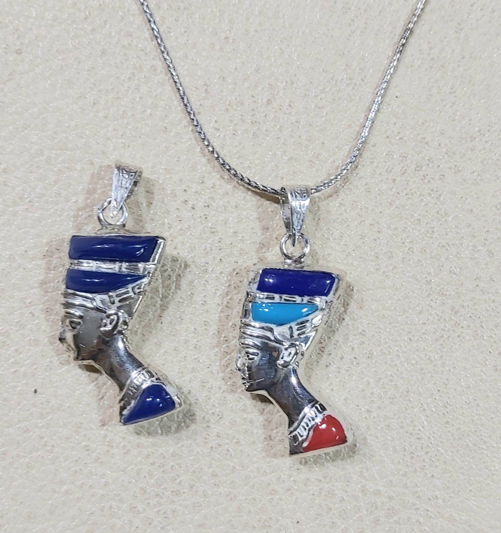 Egyptian Handmade Sterling Silver 925 Nefertiti Necklace - Thumbnail 5