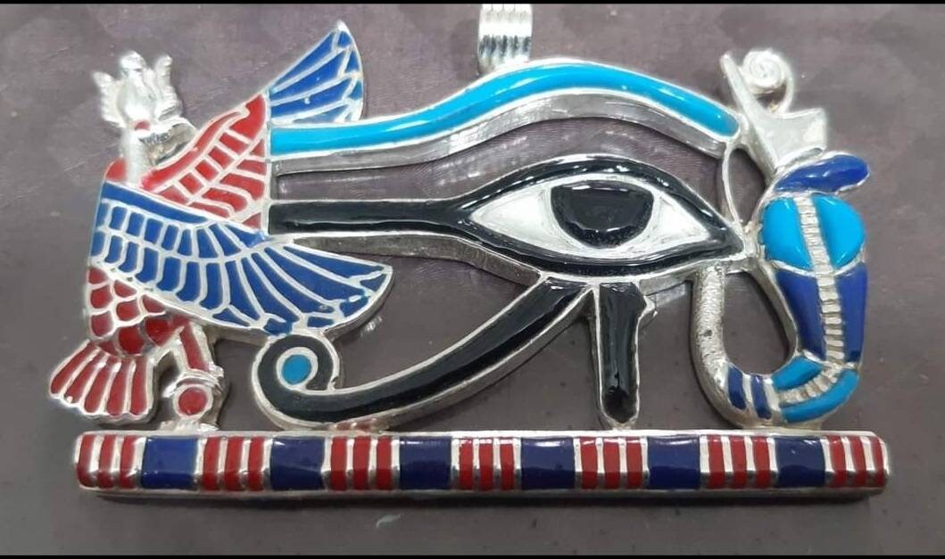 Hand Made Silver 925 Eye Of Horus Necklace With King Cobra - Thumbnail 5