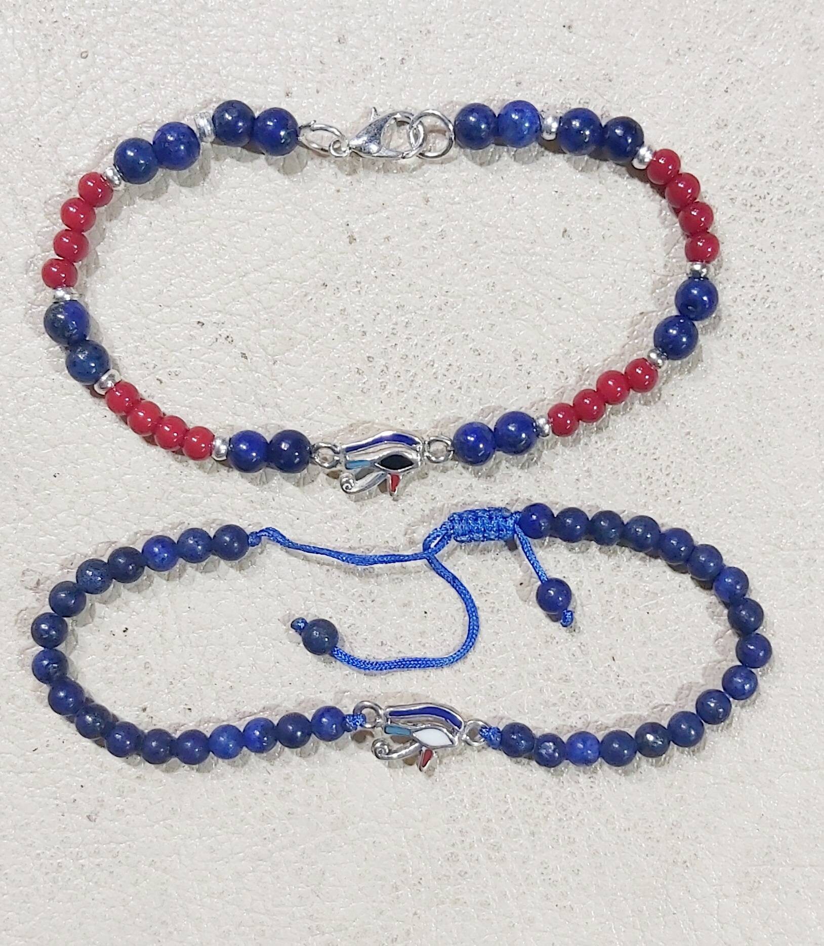 Handmade Egyptian 925 Silver With Gemstone Eye Of Horus Bracelet, Unisex Bracelet. - Thumbnail 3