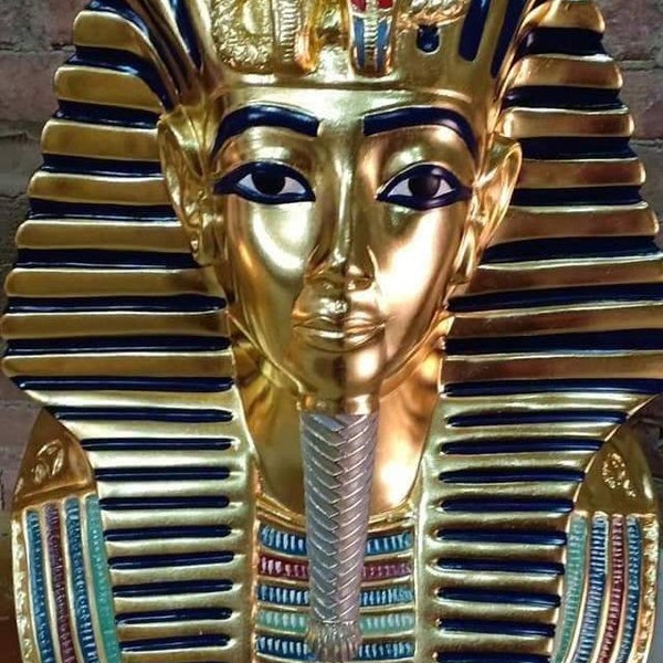 Egyptian Handmade Tutankhamun Mask,Original Size 55 Cm,Colorful Mask and Gold Plated