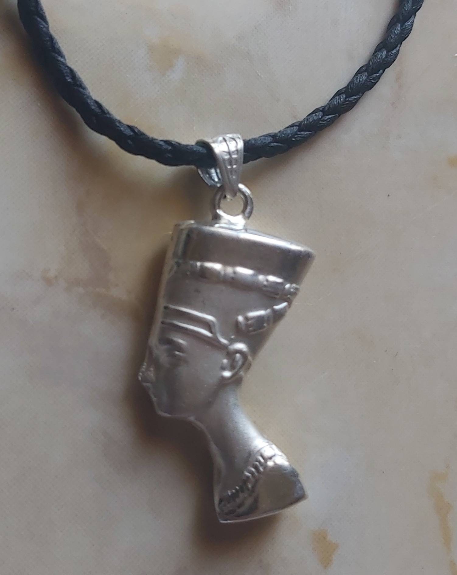 Egyptian Handmade Sterling Silver 925 Nefertiti Mask Pendant - Thumbnail 3