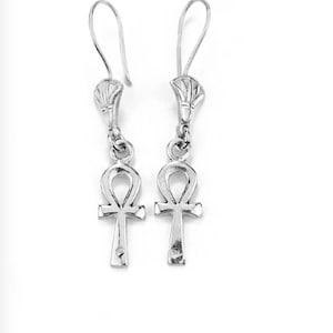 Handmade Egyptian Silver 925 Key Of life Earring ,Express Worldwide Shipping