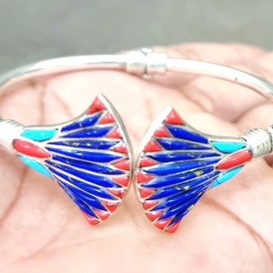 Handmade Egyptian Sterling Silver 925 Double Lotus Flower Bracelet
