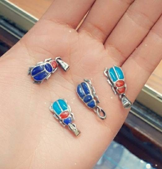 Egyptian Handmade Sterling Silver Scarab. - Thumbnail 4