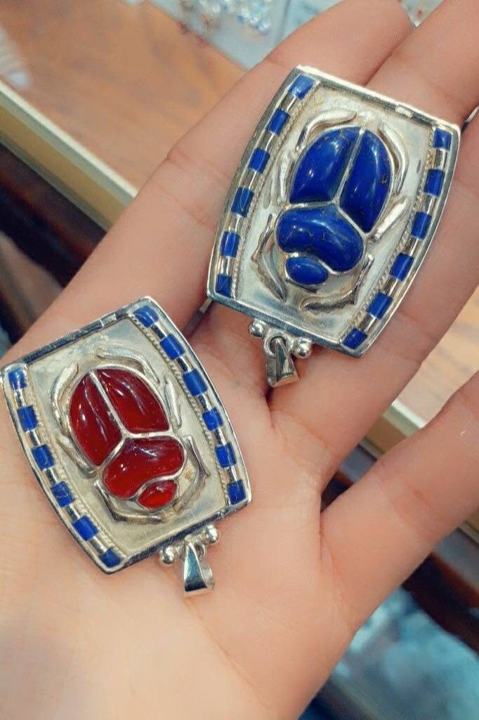 Egyptian Handmade Sterling Silver 925 Scarab Pendant - Thumbnail 5