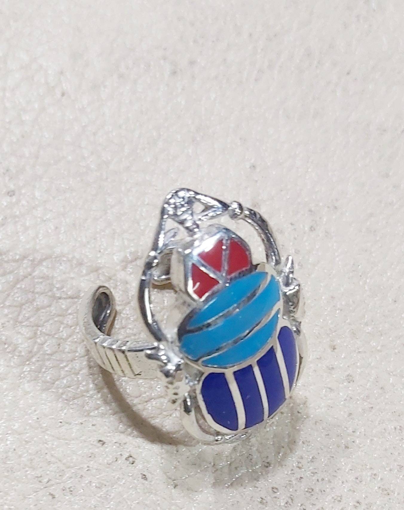 Egyptian Handmade Silver 925 Scarab Ring - Thumbnail 6