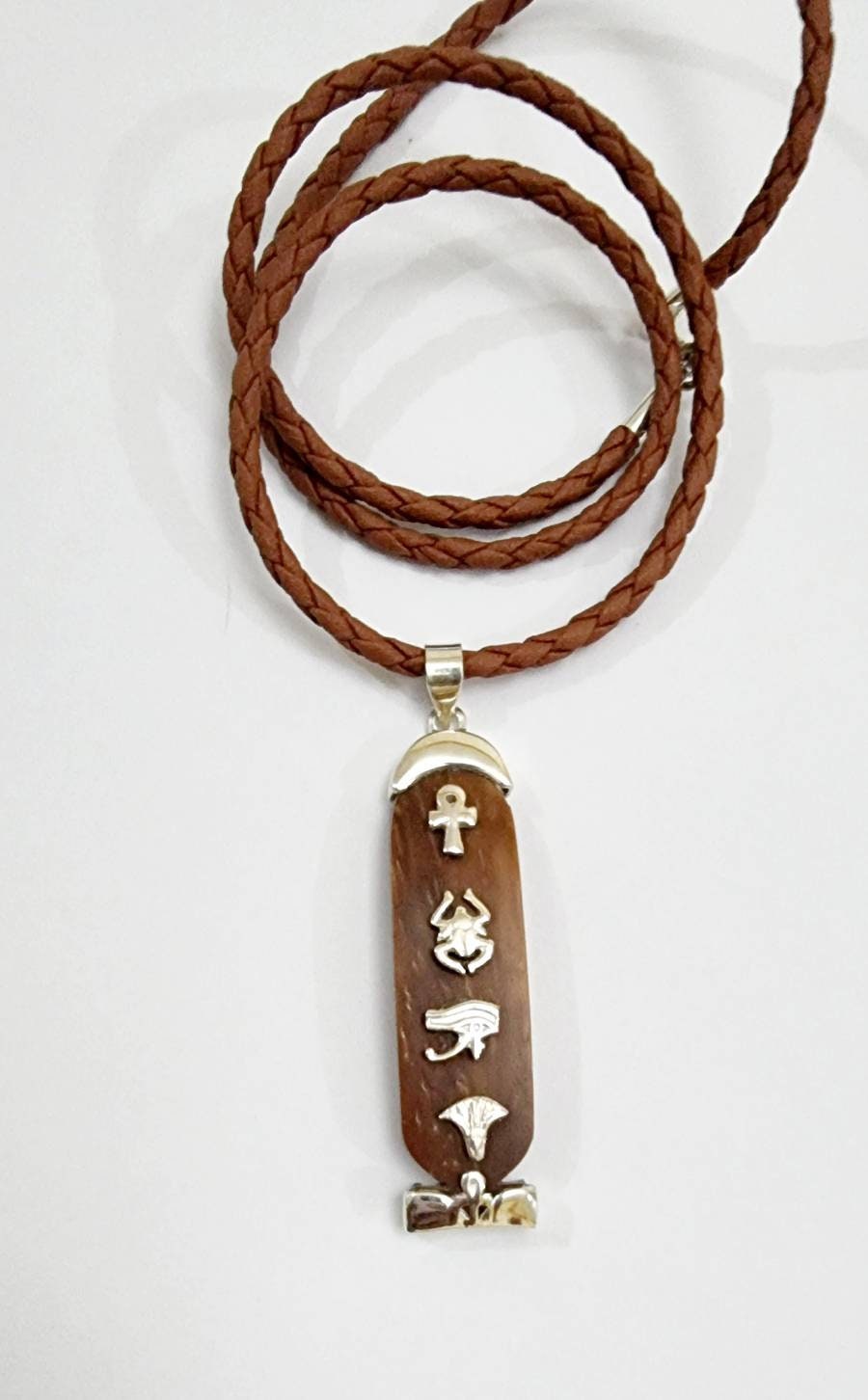 Egyptian Handmade 925 Silver Cartouche With Coke Wood - Thumbnail 7