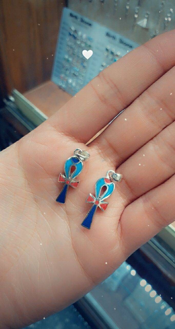 Egyptian Handmade Silver 925 Key of life Pendant with Gemstones,World Wide Express Shipping - Thumbnail 2