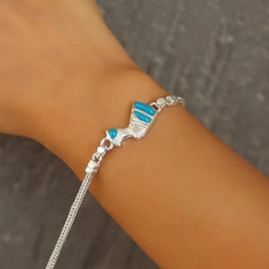 Handmade Egyptian Nefertiti Sterling Silver Bracelet with Gemstones