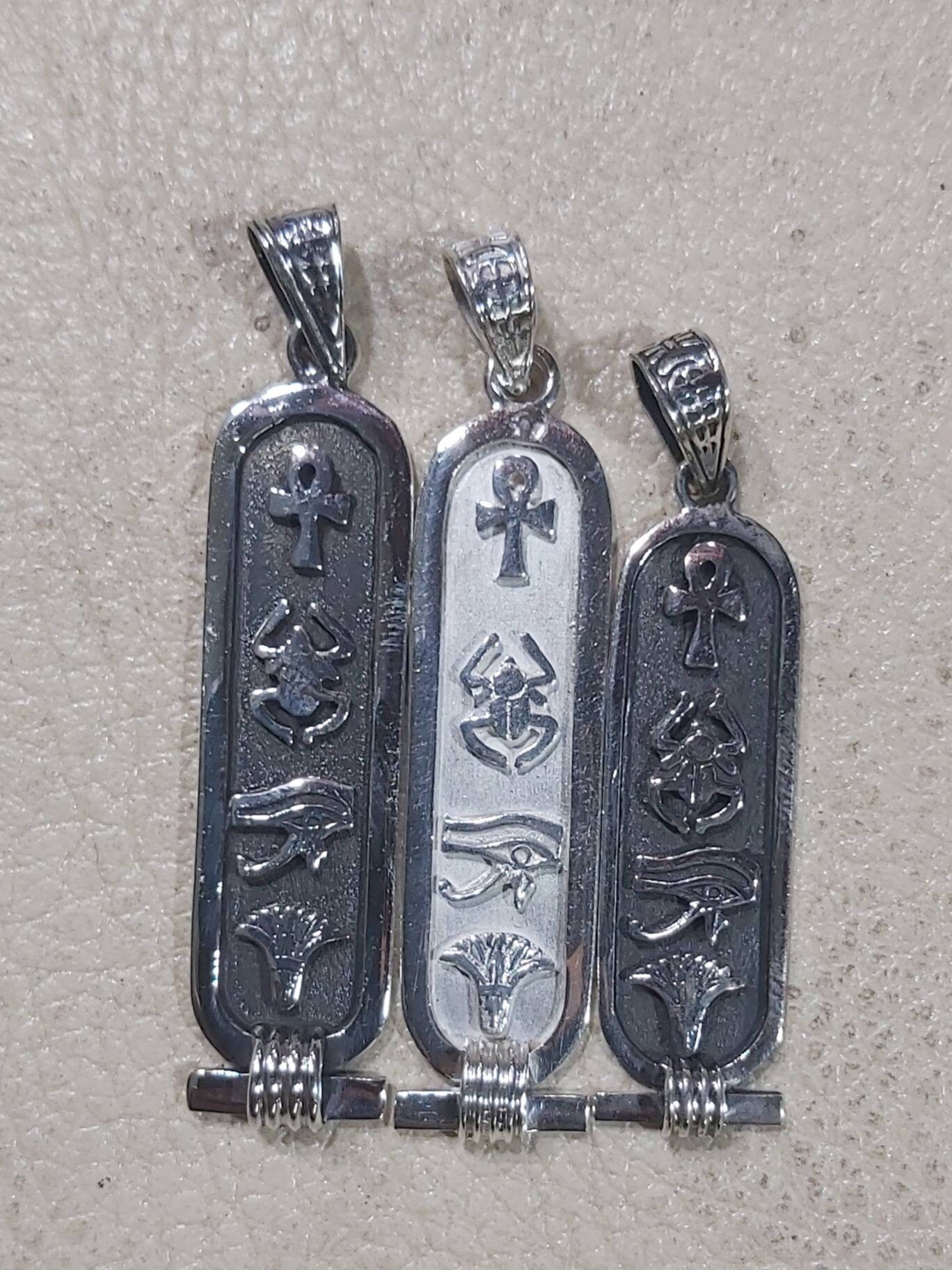 Egyptian Handmade Silver Necklace Cartouche - Thumbnail 2