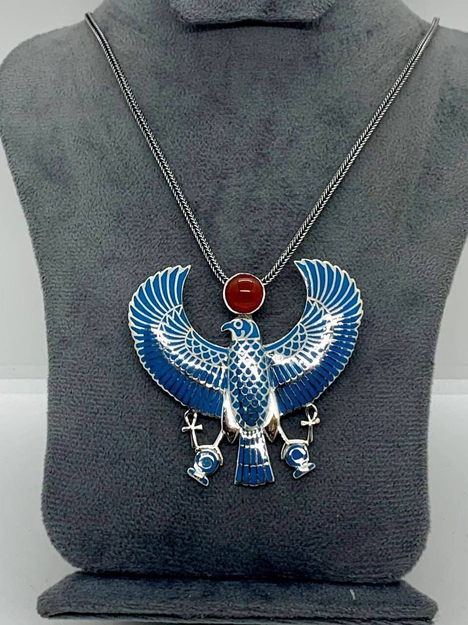 Handmade Egyptian Horus Necklace With Real And Natural Gemstones - Thumbnail 3